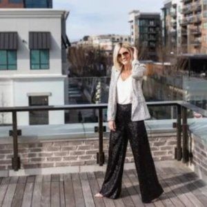 Banana Republic Black Wide Leg Sequin Pants